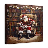Santa Cozy Library Canvas Art Print