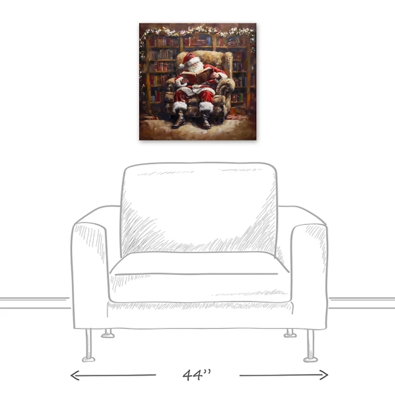 Santa Cozy Library Canvas Art Print