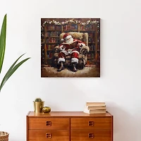Santa Cozy Library Canvas Art Print