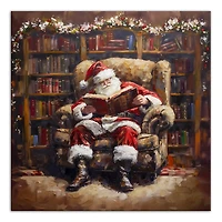 Santa Cozy Library Canvas Art Print