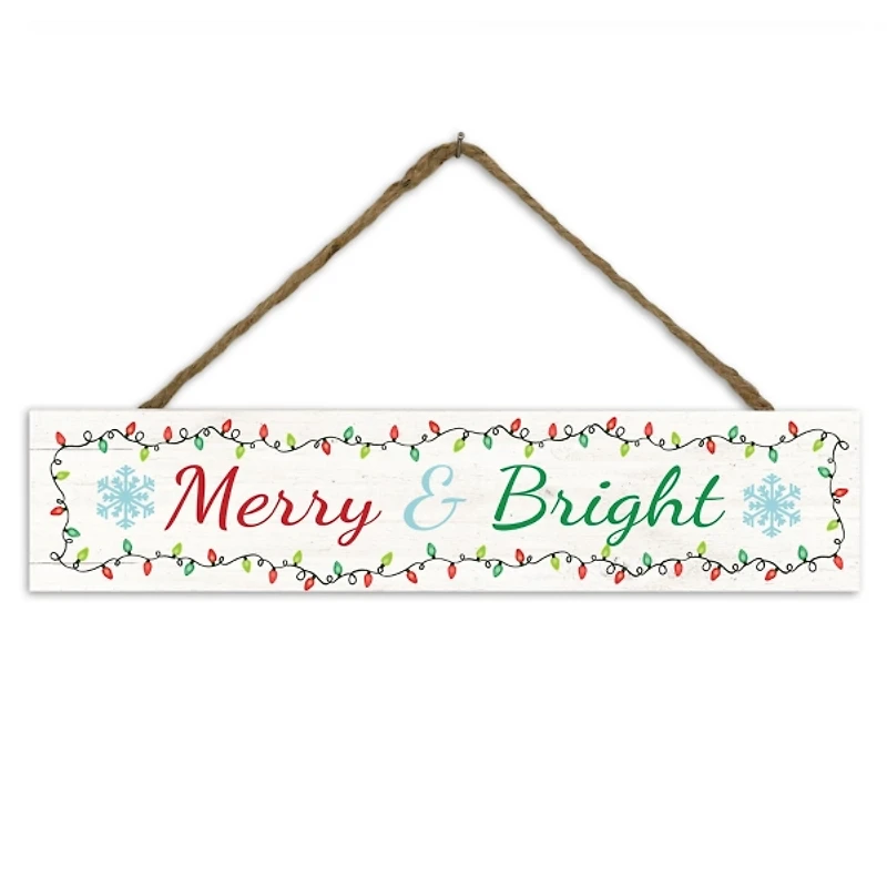 Merry & Bright Hanging Wall Sign