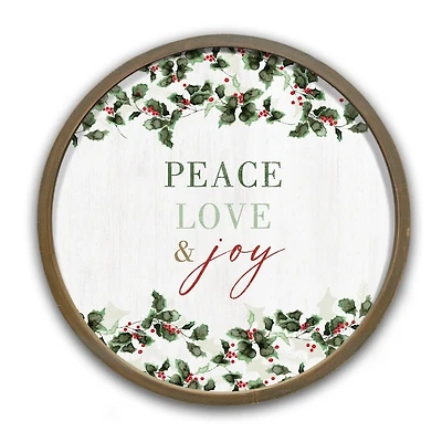 Peace, Love, and Joy Brown Framed Wall Plaque