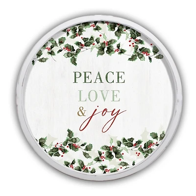 Peace, Love, and Joy White Framed Wall Plaque