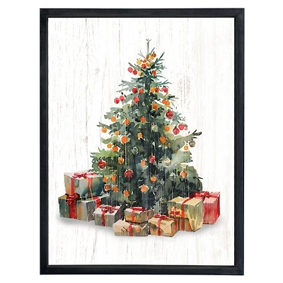 Watercolor Christmas Tree Framed Art Print