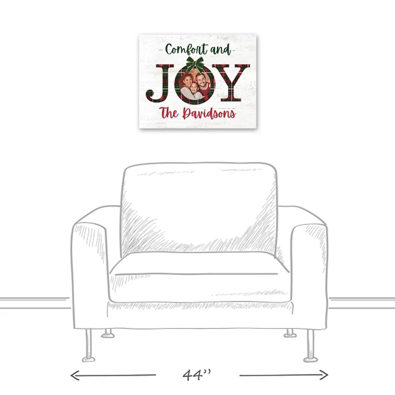 Personalized Comfort and Joy Plaid Canvas Print