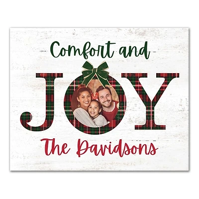 Personalized Comfort and Joy Plaid Canvas Print