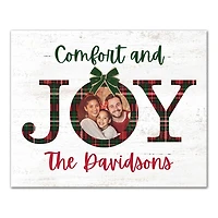 Personalized Comfort and Joy Plaid Canvas Print
