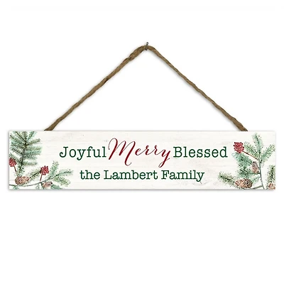 Personalized Joyful Merry Blessed Hanging Sign