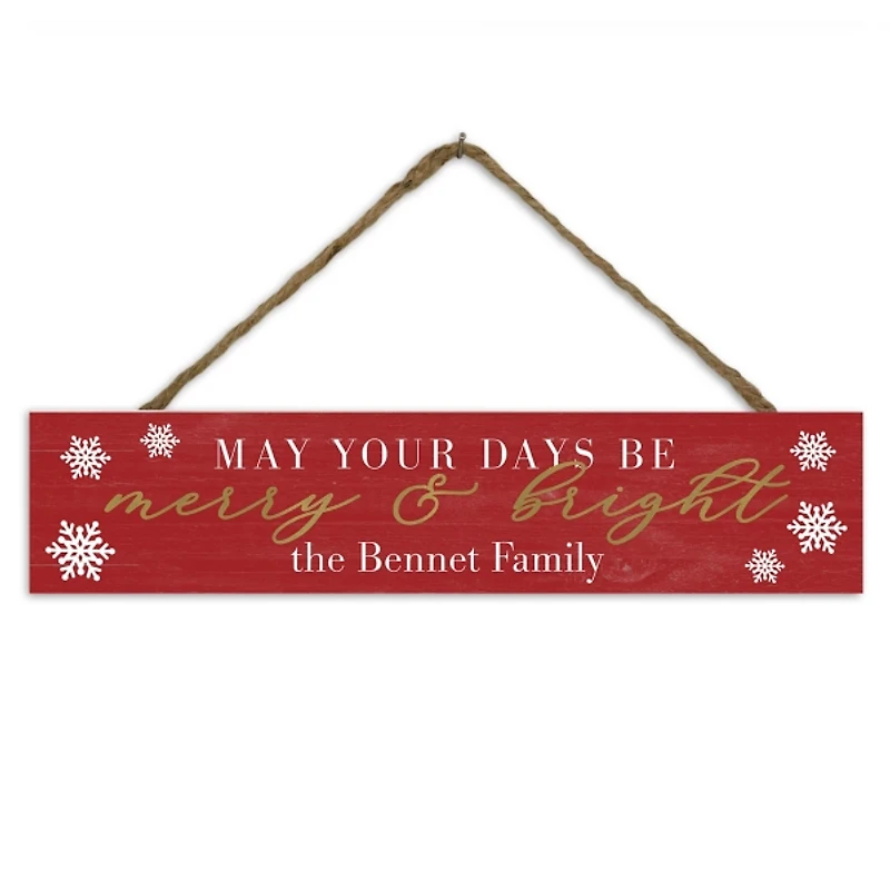 Personalized Merry and Bright Hanging Sign