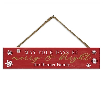 Personalized Merry and Bright Hanging Sign