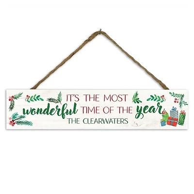 Personalized Wonderful Time of Year Hanging Sign