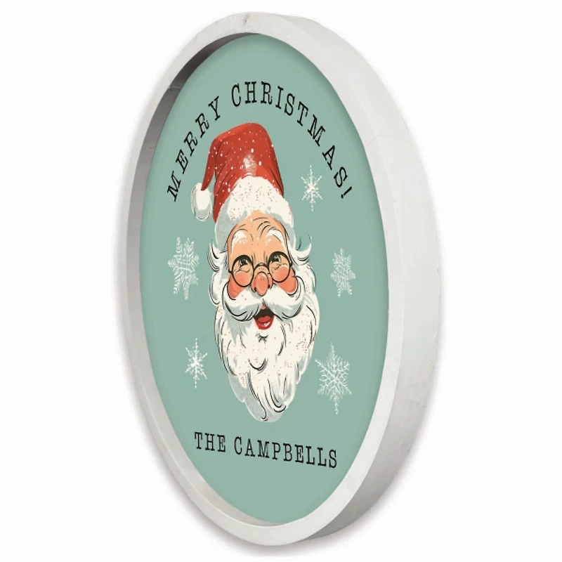 Personalized Jolly Retro Santa White Framed Print