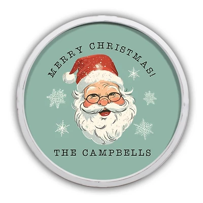 Personalized Jolly Retro Santa White Framed Print