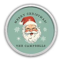 Personalized Jolly Retro Santa White Framed Print