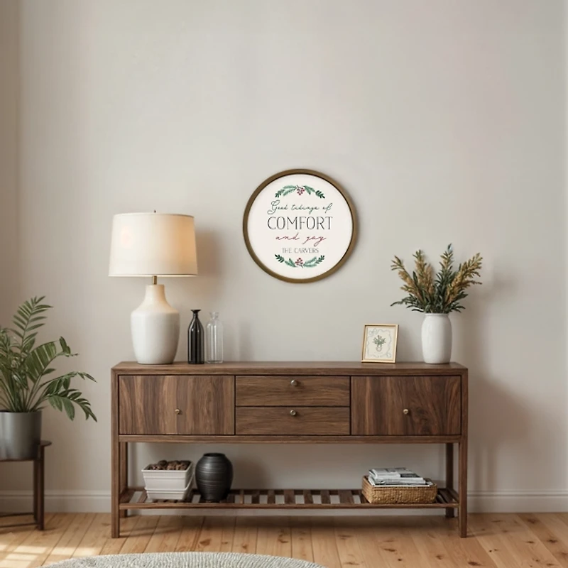 Personalized Good Tidings Brown Framed Art Print