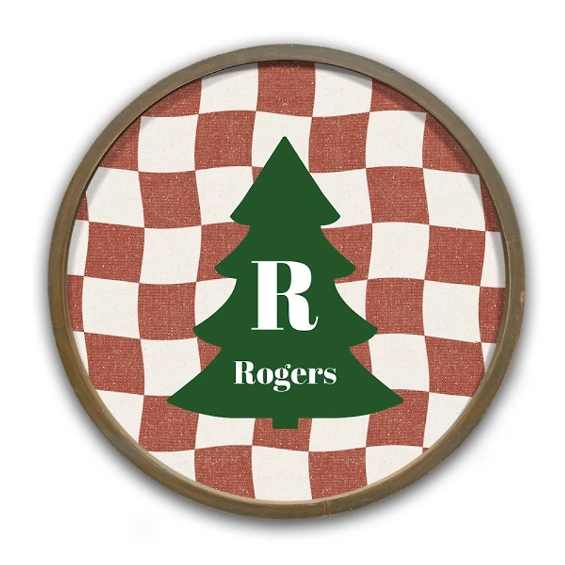 Personalized Wavy Checkered Brown Framed Print