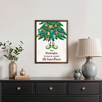 Personalized Elf Surveillance Brown Framed Print