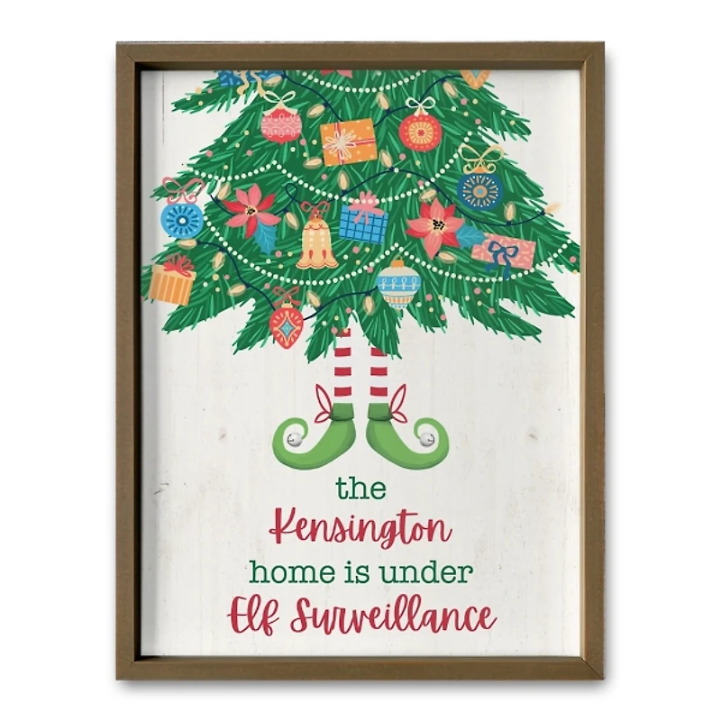 Personalized Elf Surveillance Brown Framed Print