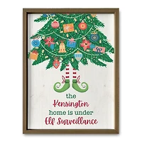 Personalized Elf Surveillance Brown Framed Print