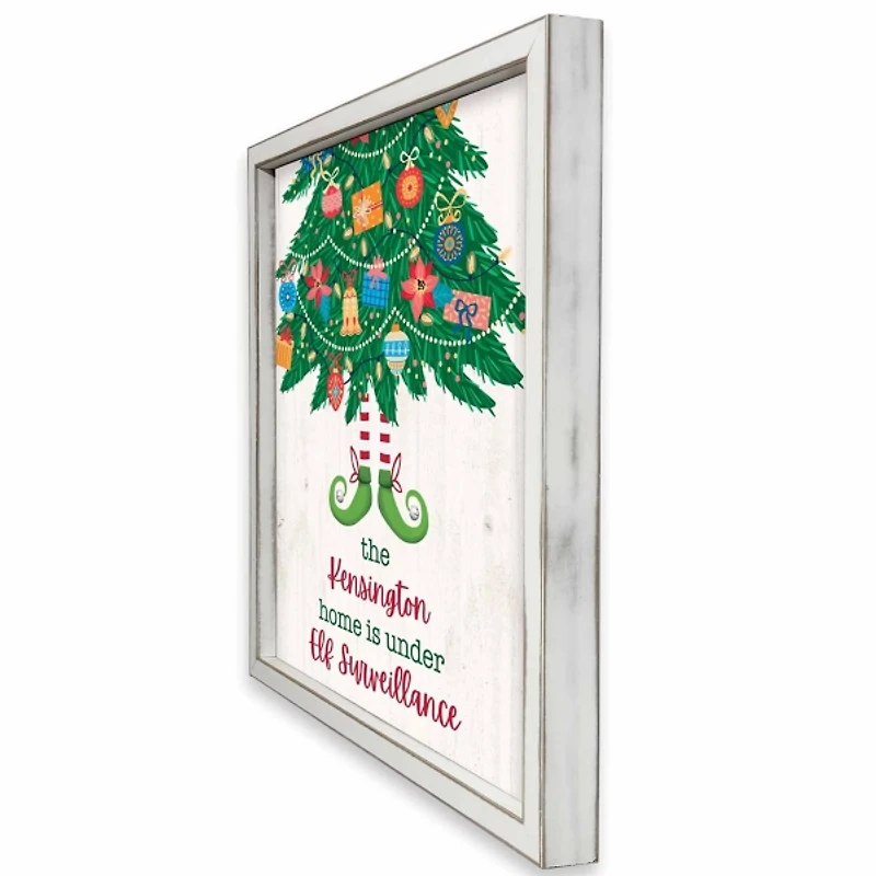 Personalized Elf Surveillance White Framed Print