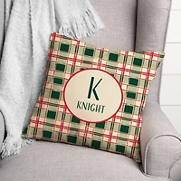 Personalized Christmas Plaid Monogram Pillow
