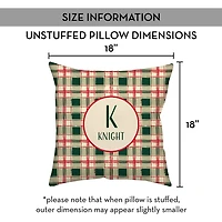 Personalized Christmas Plaid Monogram Pillow