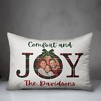 Personalized Comfort and Joy Plaid Pillow