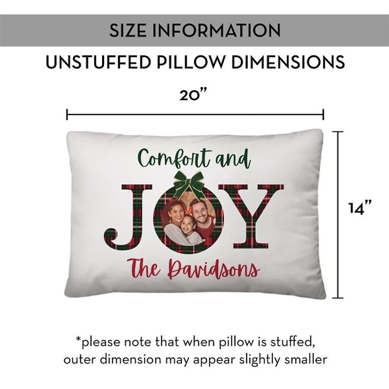 Personalized Comfort and Joy Plaid Pillow
