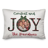 Personalized Comfort and Joy Plaid Pillow