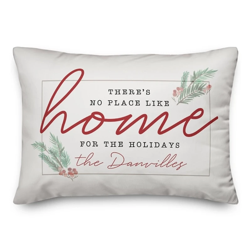 Personalized No Place Like Home Christmas Pillow
