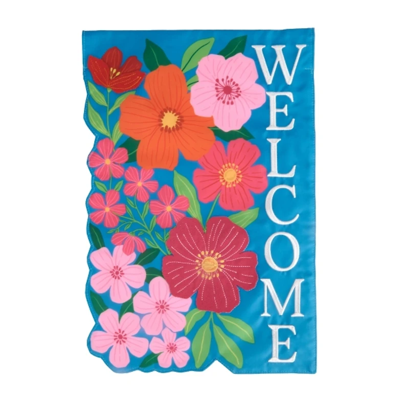 Welcome Floral Cutout Garden Flag