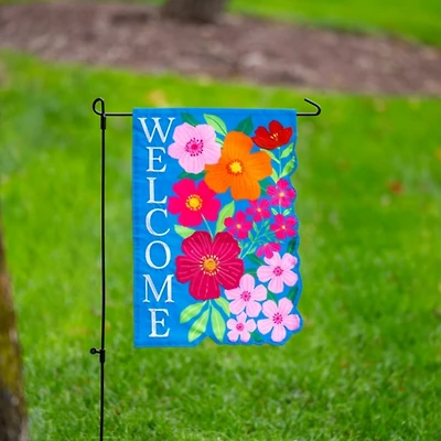 Welcome Floral Cutout Garden Flag