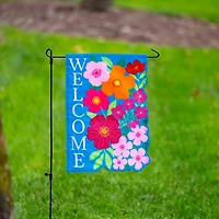 Welcome Floral Cutout Garden Flag