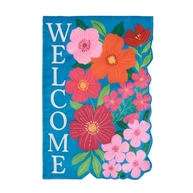 Welcome Floral Cutout Garden Flag