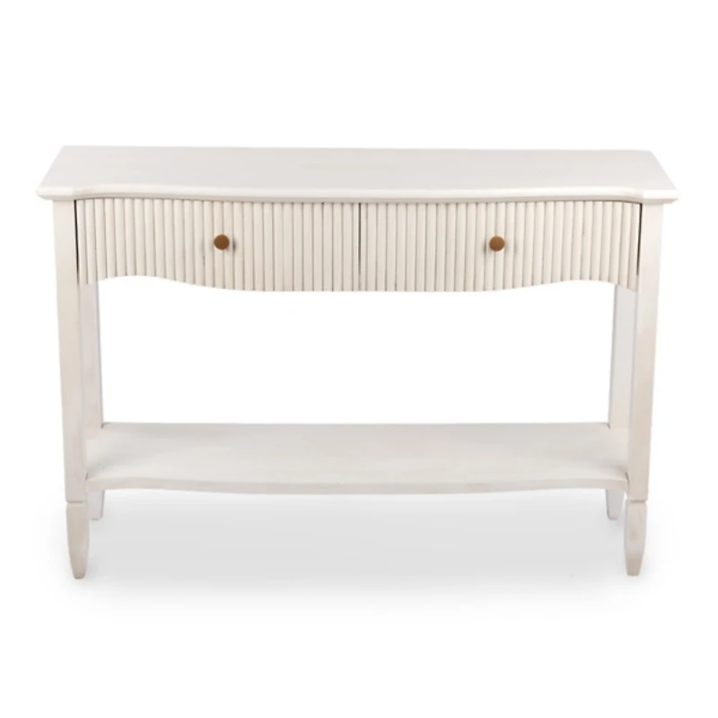 Elizabeth White Ribbed Drawer Console Table