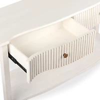 Elizabeth White Ribbed Drawer Console Table