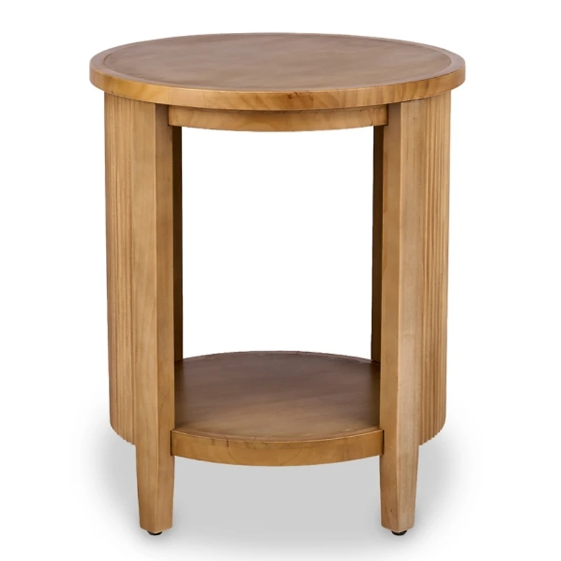 Round Brown Wood Sienna Side Table