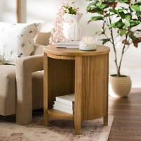 Round Brown Wood Sienna Side Table