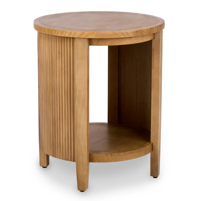 Round Brown Wood Sienna Side Table