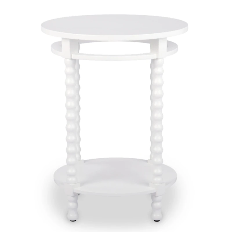 Round Farrah White Spindle Side Table