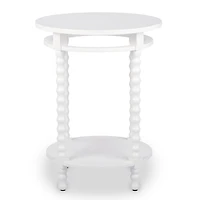 Round Farrah White Spindle Side Table