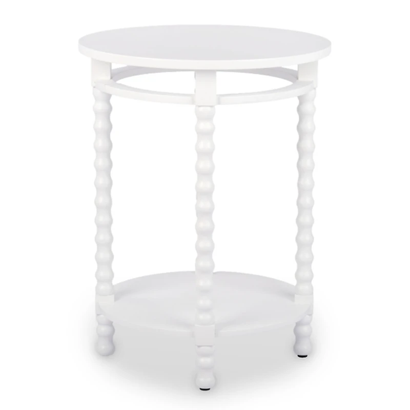 Round Farrah White Spindle Side Table