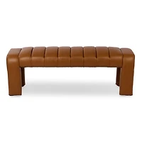 Camel Vienna Channeled Faux Leather Bench