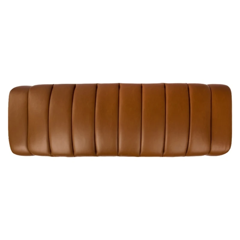 Camel Vienna Channeled Faux Leather Bench