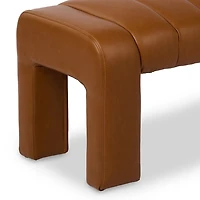 Camel Vienna Channeled Faux Leather Bench