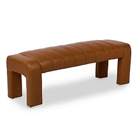 Camel Vienna Channeled Faux Leather Bench