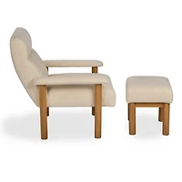 Giada Ivory Upholstered Chair & Ottoman Set