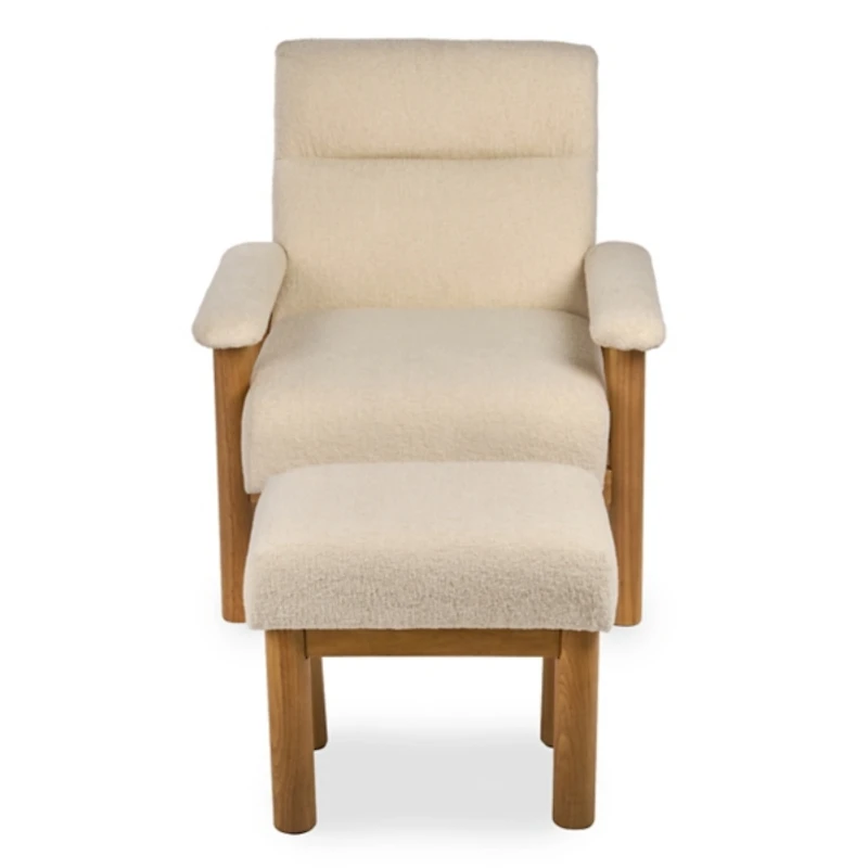 Giada Ivory Upholstered Chair & Ottoman Set