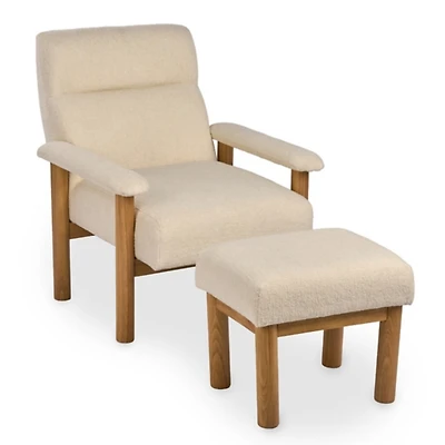 Giada Ivory Upholstered Chair & Ottoman Set