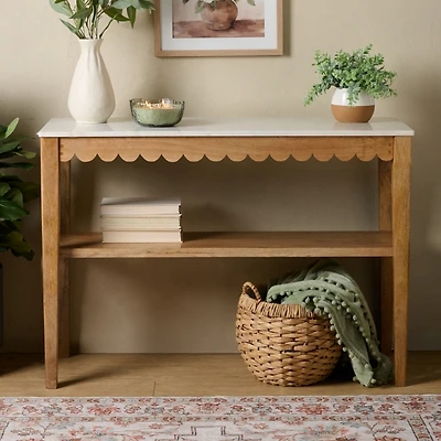 Marble and Wood Ayla Console Table